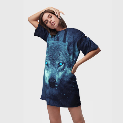 Платье-футболка 3D Волк, цвет 3D печать - фото 3