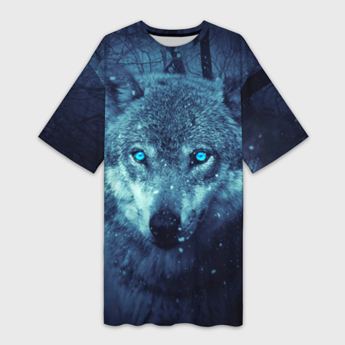Платье-футболка 3D Волк, цвет 3D печать