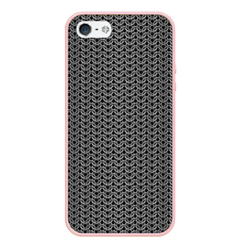 Чехол для iPhone 5/5S матовый Кольчуга - металл, цвет светло-розовый