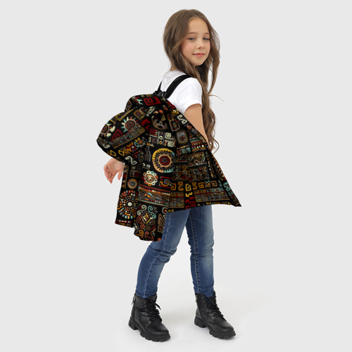 Зимняя куртка для девочек 3D с принтом Этнический орнамент - Африка, фото #4