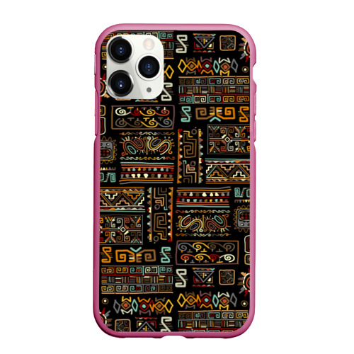 Чехол для iPhone 11 Pro Max матовый с принтом Этнический орнамент - Африка, вид спереди #2