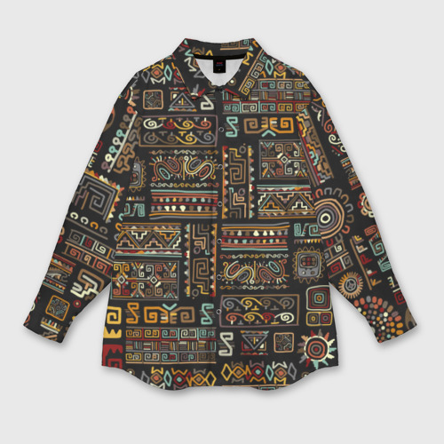 Мужская рубашка oversize 3D с принтом Этнический орнамент - Африка, вид спереди #2