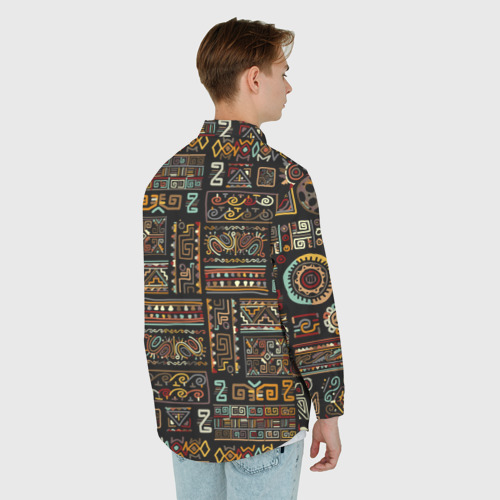 Мужская рубашка oversize 3D с принтом Этнический орнамент - Африка, вид сзади #2