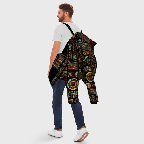 Мужская зимняя куртка 3D с принтом Этнический орнамент - Африка, вид сзади #2