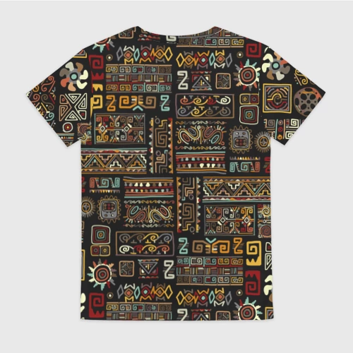 Женская футболка 3D с принтом Этнический орнамент - Африка, вид сзади #1