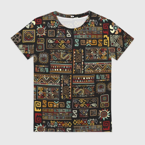 Женская футболка 3D с принтом Этнический орнамент - Африка, вид спереди #2