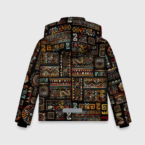 Зимняя куртка для мальчиков 3D с принтом Этнический орнамент - Африка, вид сзади #1