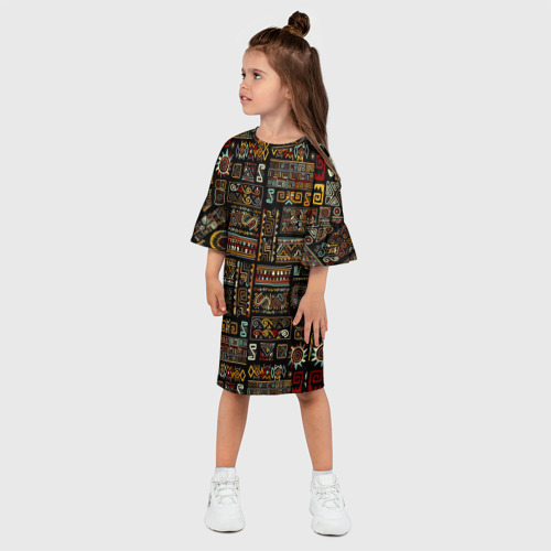 Детское платье 3D с принтом Этнический орнамент - Африка, фото на моделе #1