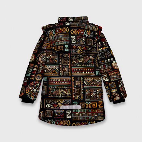 Зимняя куртка для девочек 3D с принтом Этнический орнамент - Африка, вид сзади #1
