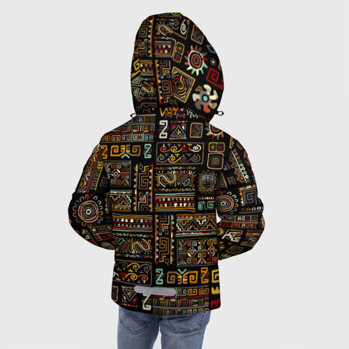 Зимняя куртка для мальчиков 3D с принтом Этнический орнамент - Африка, вид сзади #2