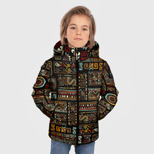 Зимняя куртка для мальчиков 3D с принтом Этнический орнамент - Африка, фото на моделе #1