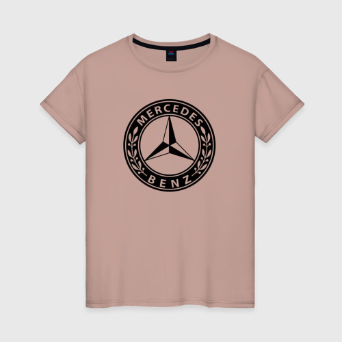 Женская футболка хлопок с принтом MERCEDES-BENZ AMG, вид спереди #2