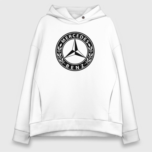 Женское худи Oversize хлопок Mercedes-Benz AMG, цвет белый