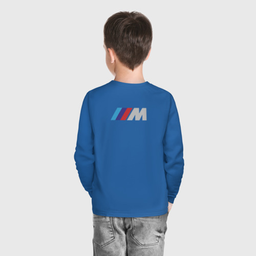 Детский лонгслив хлопок с принтом BMW M PREFORMANCE (НА СПИНЕ), вид сзади #2