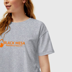 Женская футболка хлопок Oversize Half-life black Mesa - фото 2