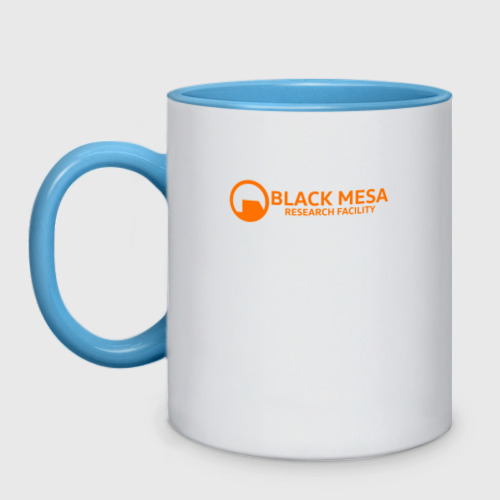 Кружка двухцветная Half-life black Mesa, цвет белый + небесно-голубой