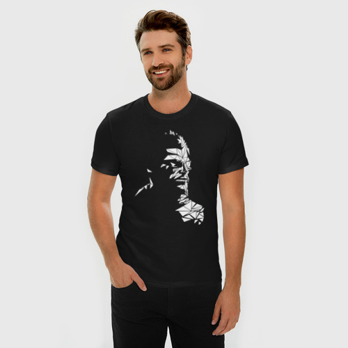 Мужская футболка хлопок Slim с принтом Deus Ex, фото на моделе #1