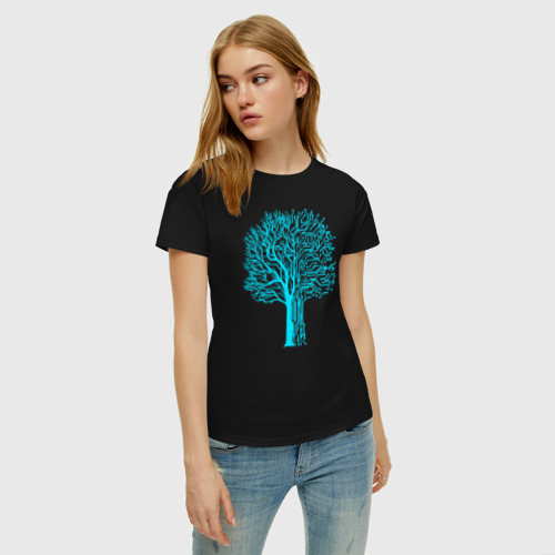 Женская футболка хлопок CYBERPUNK 2077, цвет черный - фото 3