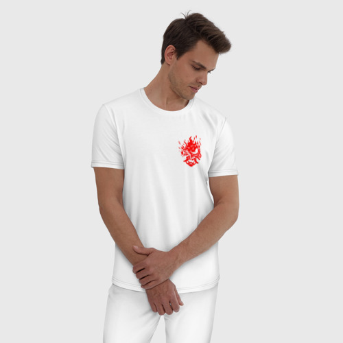 Мужская пижама хлопок CYBERPUNK 2077, цвет белый - фото 3