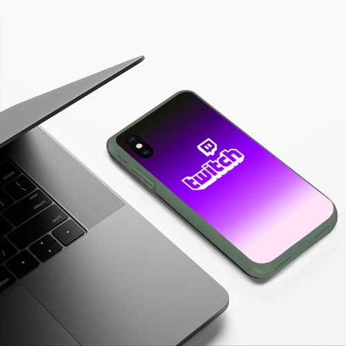 Чехол для iPhone XS Max матовый Twitch, цвет темно-зеленый - фото 5