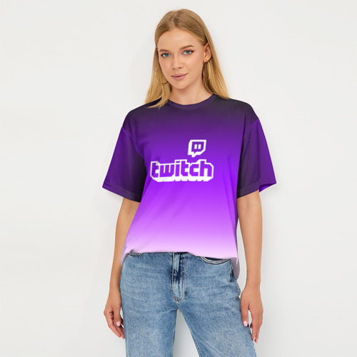 Женская футболка oversize 3D Twitch, цвет 3D печать - фото 5