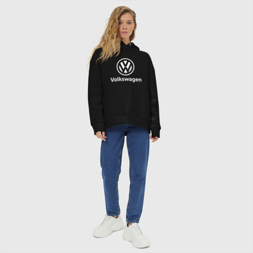 Женское худи Oversize хлопок Volkswagen, цвет черный - фото 6