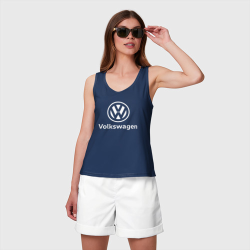 Женская майка хлопок Volkswagen, цвет темно-синий - фото 3