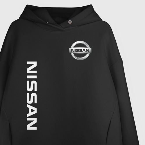 Женское худи Oversize хлопок Nissan, цвет черный - фото 3