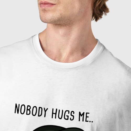 Мужская футболка хлопок Nobody Hugs Me.., цвет белый - фото 6