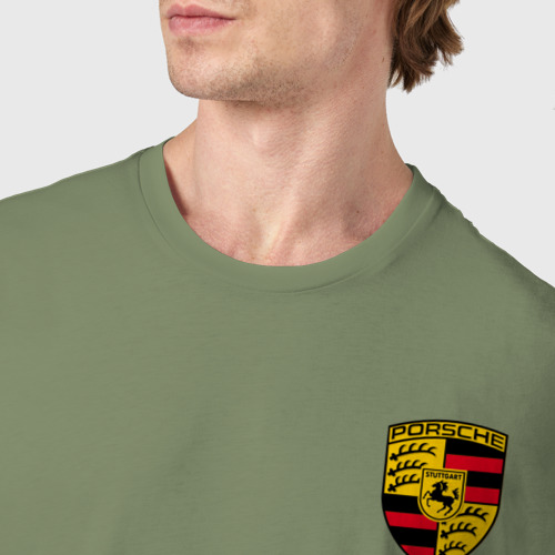 Мужская футболка хлопок Porsche, цвет авокадо - фото 6