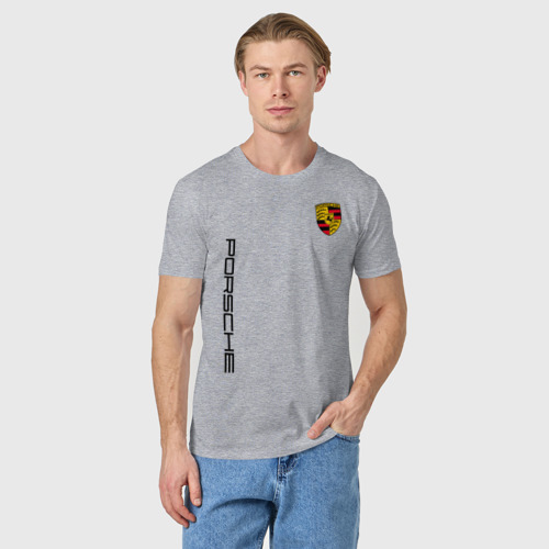 Мужская футболка хлопок Porsche, цвет меланж - фото 3