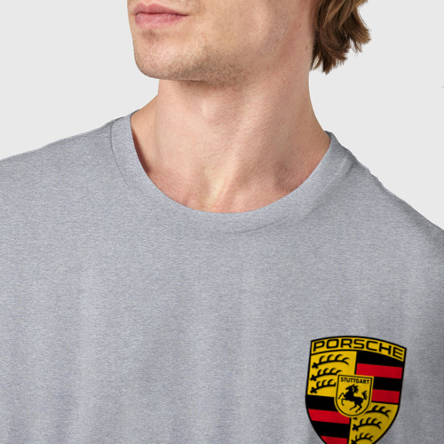 Мужская футболка хлопок Porsche, цвет меланж - фото 6
