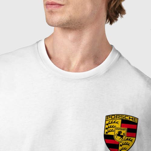 Мужская футболка хлопок Porsche, цвет белый - фото 6