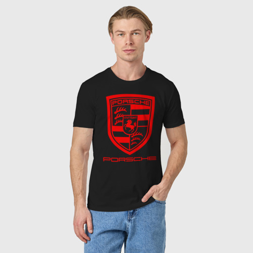 Мужская футболка хлопок PORSCHE, цвет черный - фото 3