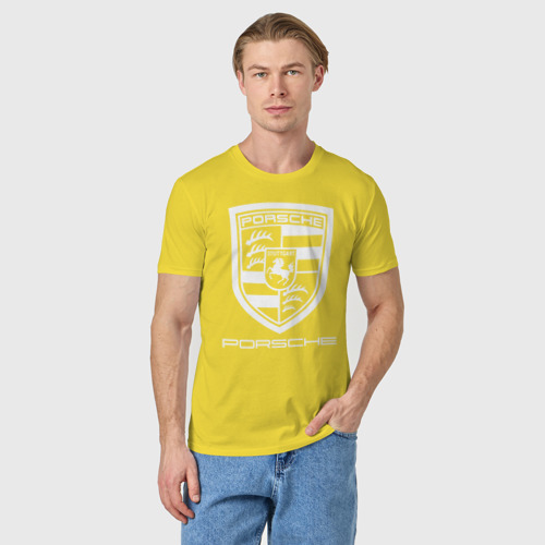 Мужская футболка хлопок PORSCHE, цвет желтый - фото 3
