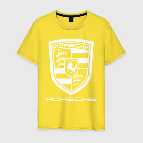 Мужская футболка хлопок PORSCHE, цвет желтый
