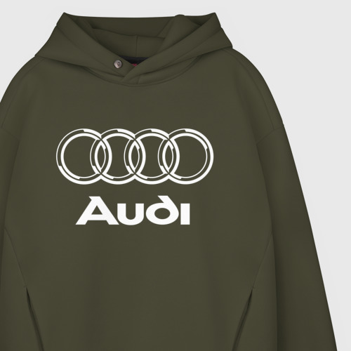 Мужское худи Oversize хлопок Audi, цвет хаки - фото 4