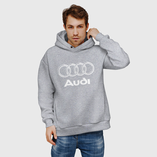 Мужское худи Oversize хлопок Audi, цвет меланж - фото 3