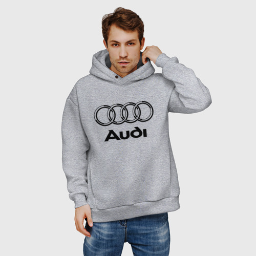 Мужское худи Oversize хлопок Audi Ауди, цвет меланж - фото 3