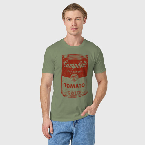 Мужская футболка хлопок Банка с супом Кэмпбелл, цвет авокадо - фото 3