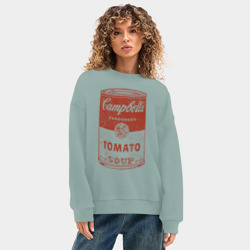 Женский свитшот oversize без начеса хлопок Банка с супом Кэмпбелл - фото 2