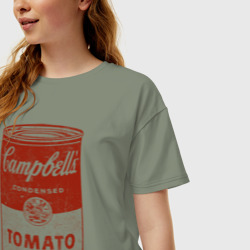 Женская футболка хлопок Oversize Банка с супом Кэмпбелл - фото 2