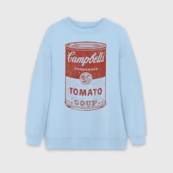 Женский свитшот oversize без начеса хлопок Банка с супом Кэмпбелл