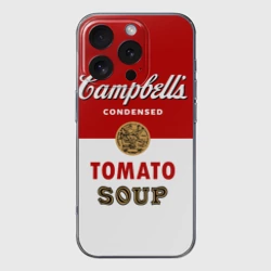 Чехол для iPhone 16 Pro Max силиконовый с защитой камеры Банка с супом Кэмпбелл