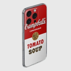 Чехол для iPhone 16 Pro Max силиконовый с защитой камеры Банка с супом Кэмпбелл - фото 2