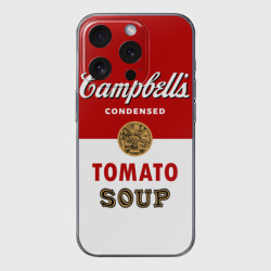 Чехол для iPhone 15 Pro силиконовый с защитой камеры Банка с супом Кэмпбелл
