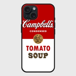 Чехол силиконовый для Apple iPhone 15 матовый Банка с супом Кэмпбелл