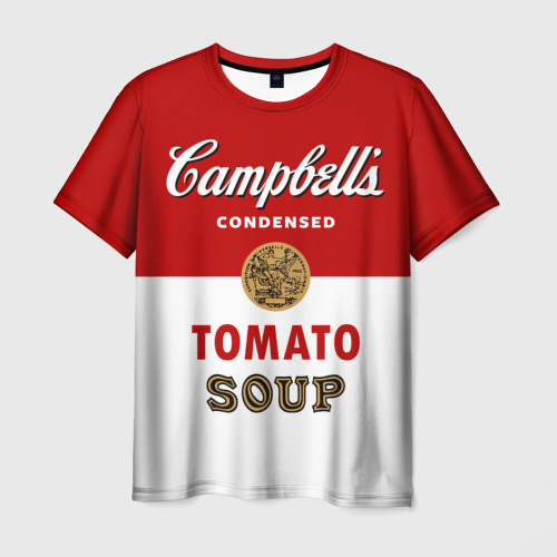 Мужская футболка с принтом Банка с супом Кэмпбелл, вид спереди №1