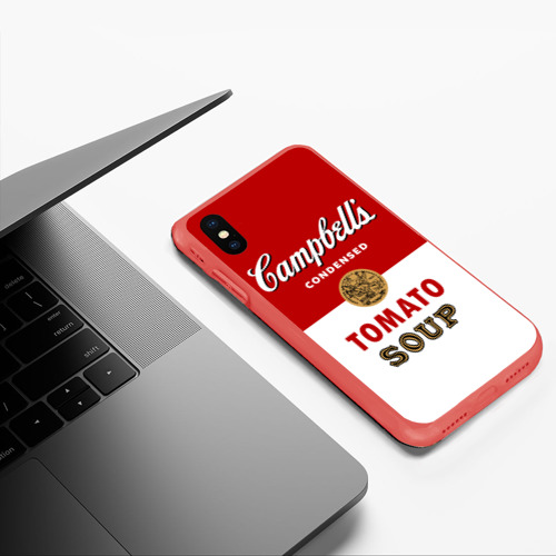 Чехол для iPhone XS Max матовый Банка с супом Кэмпбелл, цвет красный - фото 5