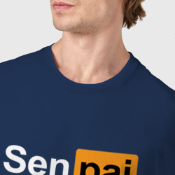 Футболка с принтом Senpai для мужчины, вид на модели спереди №4. Цвет основы: темно-синий